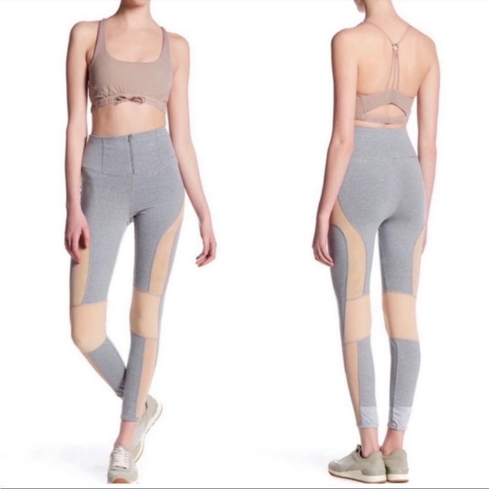 Free People FP Movement Cool Rider Mesh‎ Panel Leggings Grey Nude High Waist - Picture 2 of 10